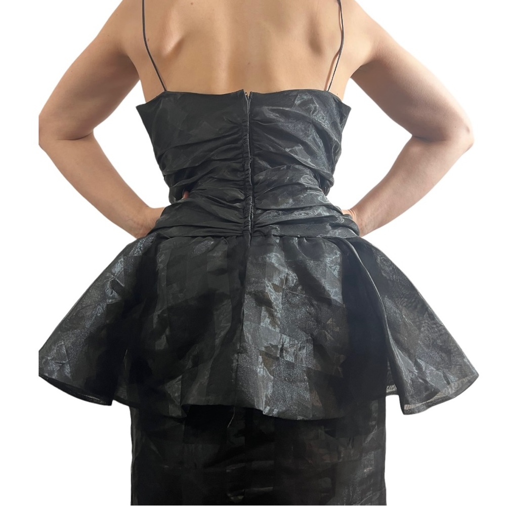 Gorgeous 1980’s Black Vintage Dress with Peplum Detail & Spaghetti Straps, Small - Picture 8 of 9